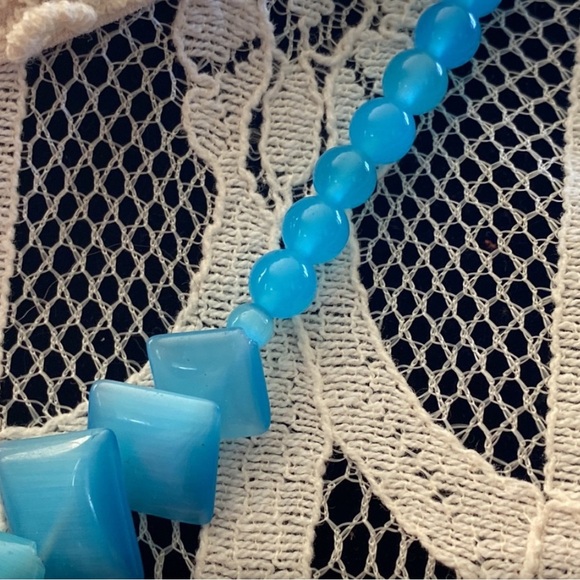 Vintage Blue Moonglow glass  Necklace 18”Length - Picture 13 of 15